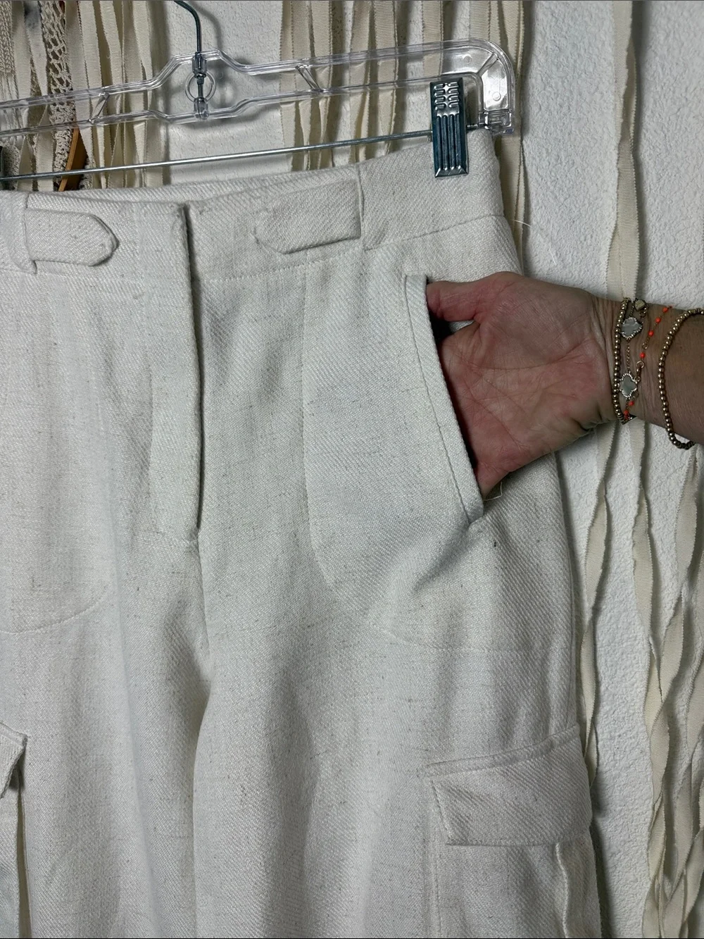 Torn by Ronny Kobo Bernee Wide Leg Cargo Trouser in Stone Size XS